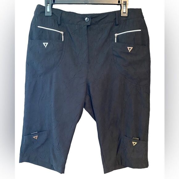 Jamie Sadock Sz 8 Black Cargo Zipper Outdoor Gorpcore Hiking Bermuda Shorts - Picture 1 of 6